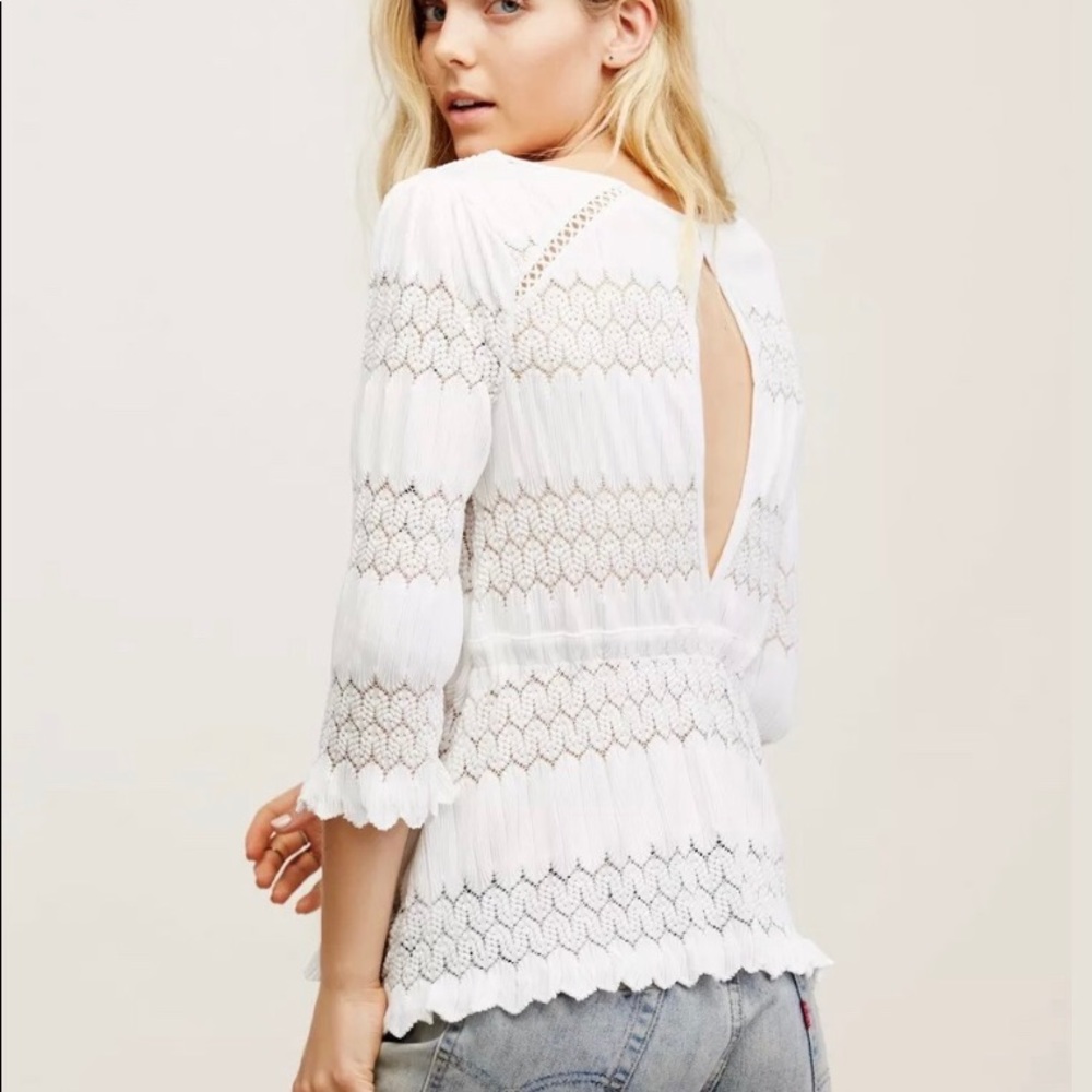 Free People White Fire Island Embroidered Top - Picture 2 of 4